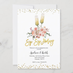 Invitation Sip Sip Hooray Wine Engagement