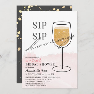 Invitation Sip Sip Sip Hooray Wine Glass Fête de l'mariée vir