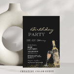 Invitation Sip, sip | Splashes of Wine 30th Birthday Party<br><div class="desc">Arrière - plan moderne noir foncé et Modèle d'invitation minimaliste est parfait pour une soirée élégante dans la fête d'anniversaire homme. Élégant et minimaliste, l'invitation à thème est plein d'éléments de design amusants et simples, de calligraphie élégante et de polices modernes. Les anniversaires sont des jours spéciaux, et cet invitation...</div>