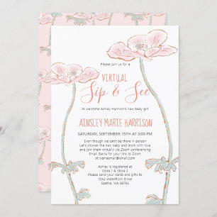 Invitation Sip & Voir Blush Pink Baby Girl Baby shower virtue