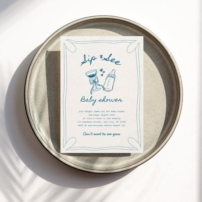 Invitation Sip & voir garçon baby shower (Créateur téléchargé)