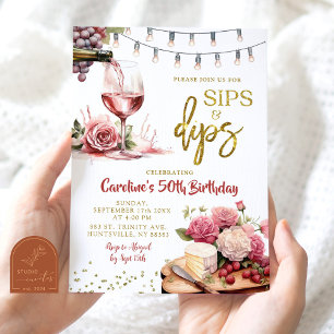 Invitation Sips and Dips Charcuterine Adulte fête d'anniversa