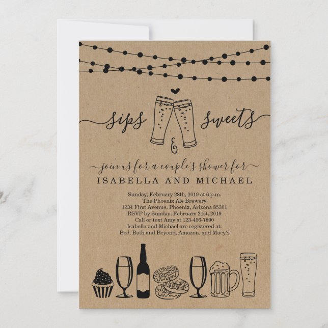 Invitation Sips et sucreries Bière et desserts (Devant)