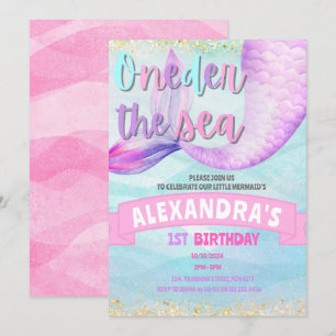 Invitation Sirène 1er anniversaire au-dessus de la mer