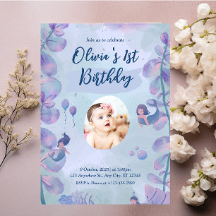 Invitation Sirène 1er Anniversaire Fête ONE der La Sirène de 