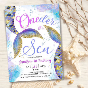Invitation Sirène 1er anniversaire fille ONE der the Sea