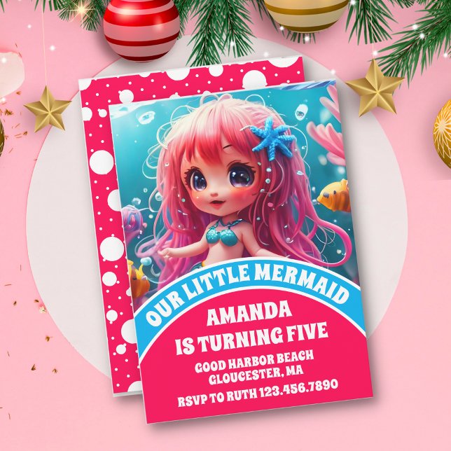 Invitation Sirène 3D sous la mer Anniversaire (Créateur téléchargé)
