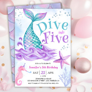 Invitation Sirène 5e Anniversaire Plongée dans Cinq ans