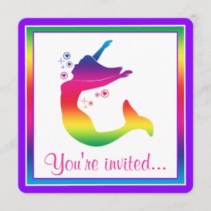 Invitation Sirène arc-en-ciel à Silhouette Joyeux anniversair