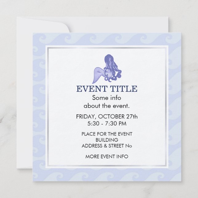Invitation Sirène assise bleue (Dos)