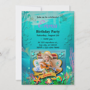 Invitation Sirène, Coquillage, Amis d'animaux marins, Coral R