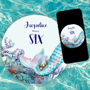 Invitation Sirène d'aquarelle d'anniversaire sous la mer