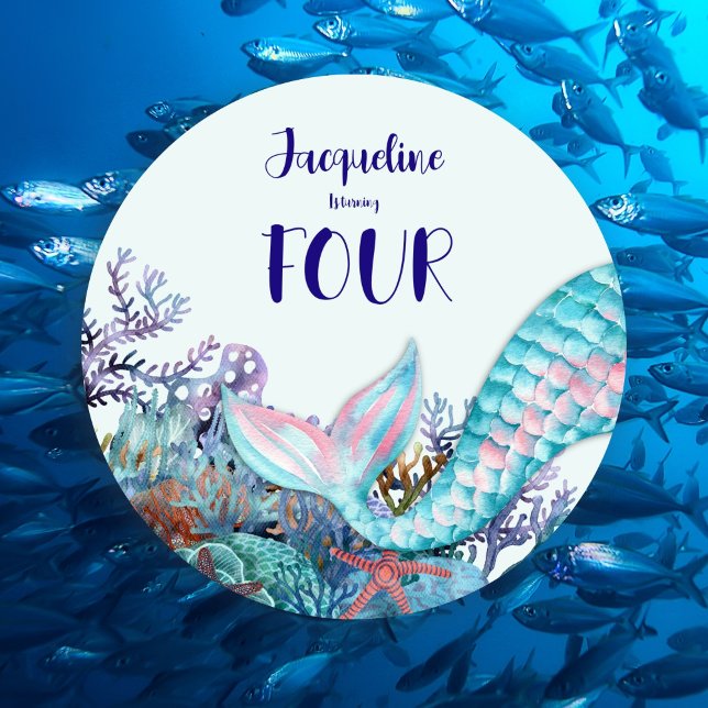 Invitation Sirène d'aquarelle d'anniversaire sous la mer (Créateur téléchargé)