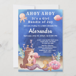 Invitation Sirène de Boho, Poisson tropical Baby shower de fi