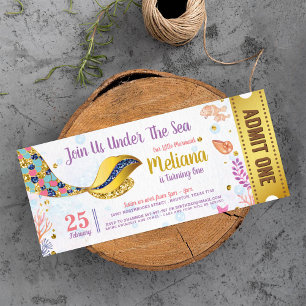 Invitation Sirène De Parties scintillant D'Or Sous Le Passe D