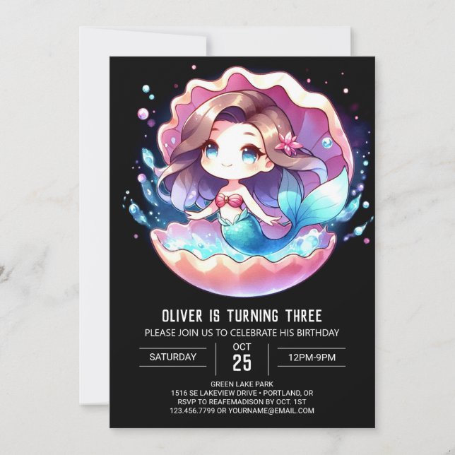 Invitation Sirène douce numérique Anniversaire (Devant)