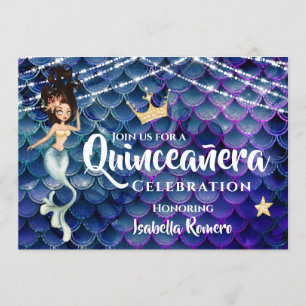 Invitation Sirène en bleu sous la mer avec messe Quinceañera