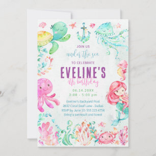 Invitation Sirène et Amis Sous l'Océan