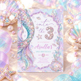 Invitation Sirène Pour Les Trois Anniversaire Fantaisiste 3 A
