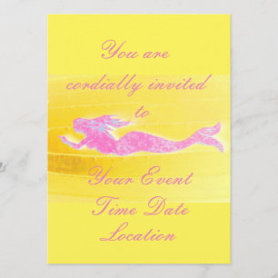 Invitation sirène rose de natation