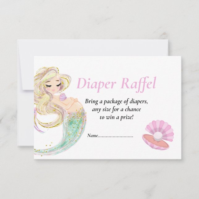 Invitation Sirène Rose Lange Diaper pour Baby Shower (Devant)
