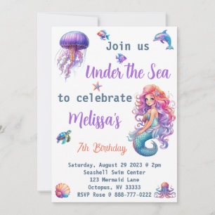 Invitation Sirène sous la fête d'anniversaire de la mer