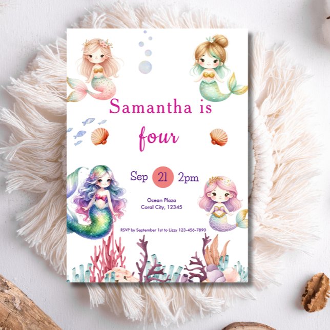 Invitation Sirène Sous La Fête D'Anniversaire De La Mer (Créateur téléchargé)