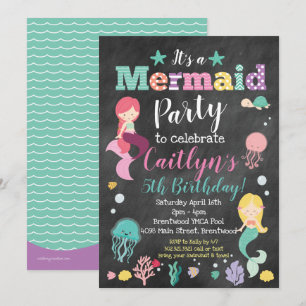 Invitation Sirène sous la fête d'anniversaire de la mer - Cha