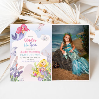 Invitation Sirène sous la mer 3ème fête d'anniversaire Photo