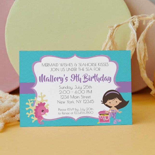 Invitation Sirène sous la mer Anniversaire (Créateur téléchargé)