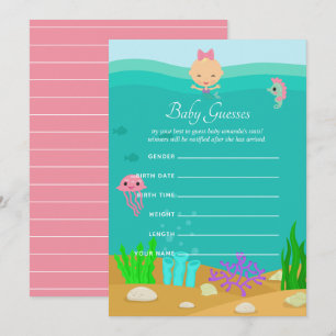 Invitation Sirène sous le Baby shower de mer Guesses de bébé