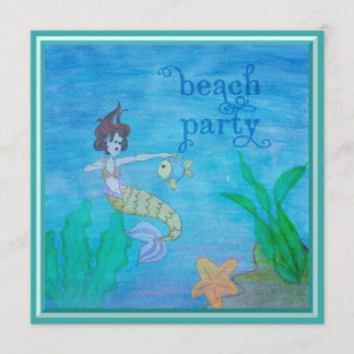 Invitation Sirène tropicale de partie de plage personnalisée