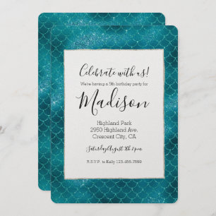 Invitation Sirène turquoise Sparkle
