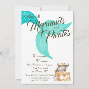 Invitation Sirènes et pirates Anniversaire