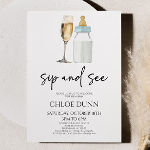 Invitation Siroter et voir Champagne Baby Baby shower bouteil