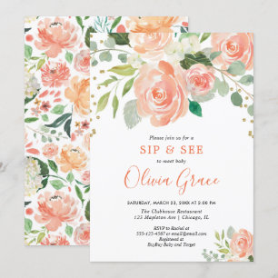 Invitation Sirotez et voir floral aquarelles verdure fille bé