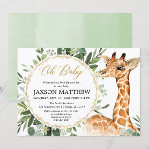 Invitation Sirotez et voyez le baby shower de girafe,