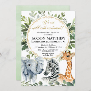 Invitation Sirotez et voyez le baby shower de safari,