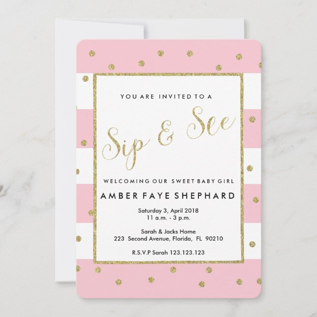 Invitation Sirotez et voyez l'invitation, nouveau bébé, (Devant)