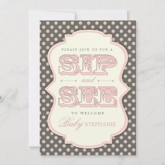 Invitation Sirotez et voyez une douce petite fille rose Invit