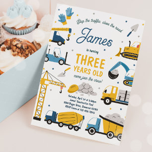 Invitation Site de construction Camion de pompage Fête d'anni