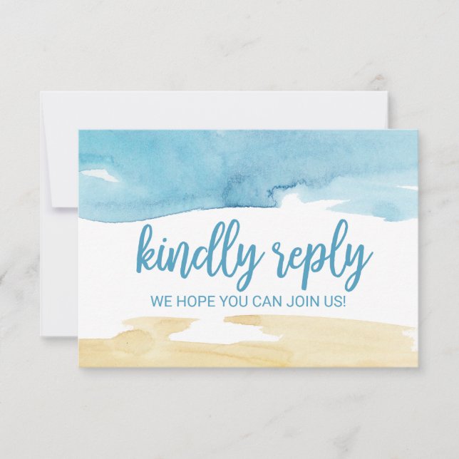 Invitation Site de mariage Aquarelle Sable et Mer RSVP (Devant)