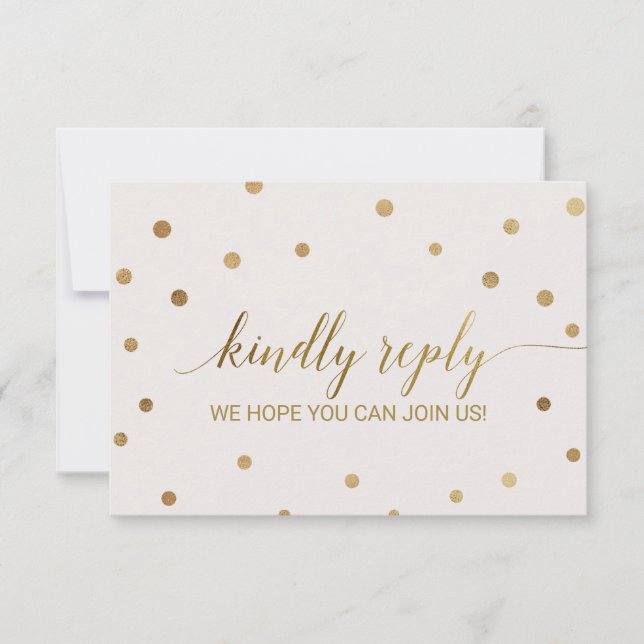 Invitation Site de mariage Gold Polka Dots RSVP (Devant)