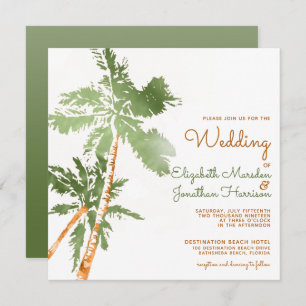 Invitation Site Tropical Copper Palm Trees Beach Mariage