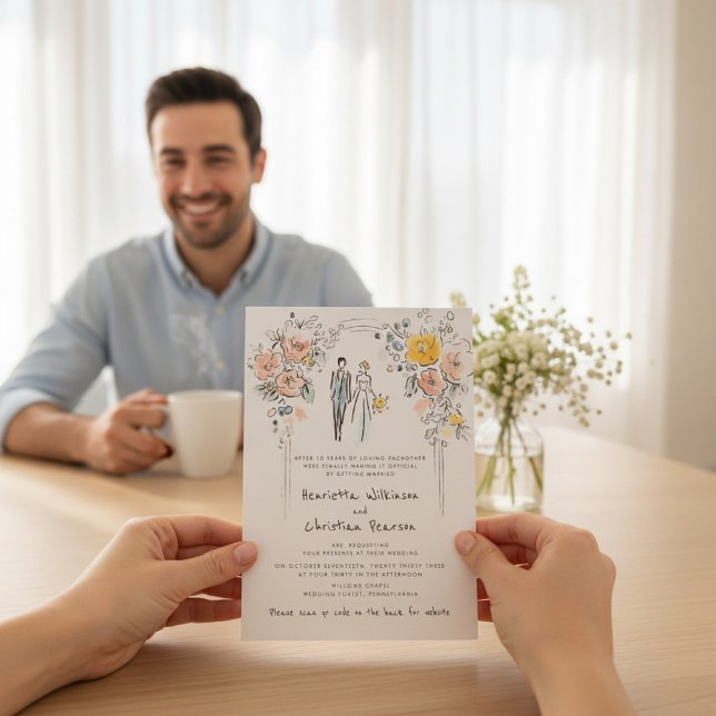 Invitation Site Web de Mariage Couple Esquisse sous Arche Flo (Créateur téléchargé)