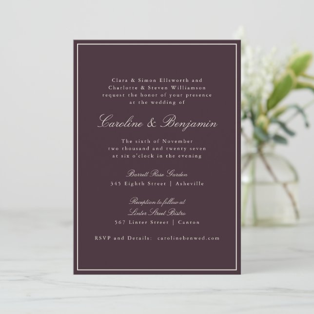 Invitation Site Web de Mariage Formel Classique avec Bordure  (Debout devant)