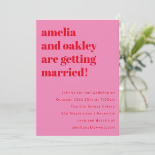 Invitation Site Web de Mariage Rétro Rose Rouge Minimaliste G