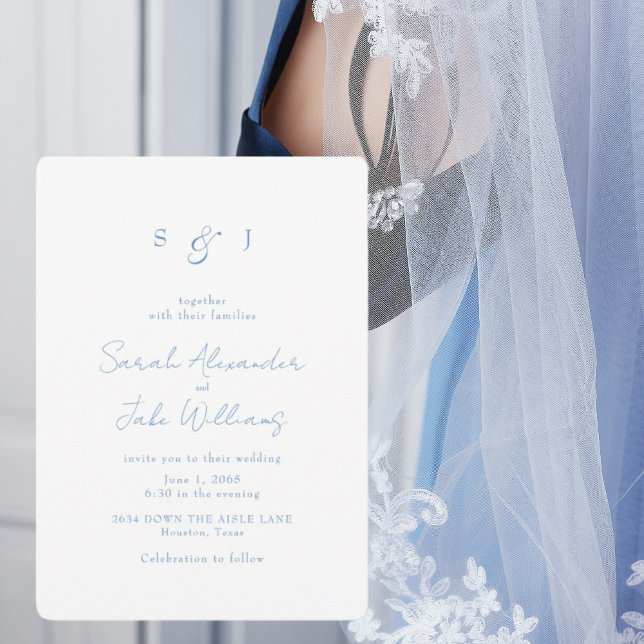Invitation Site Web de Mariage Rond Texte Bleu Océan Simple (Créateur téléchargé)