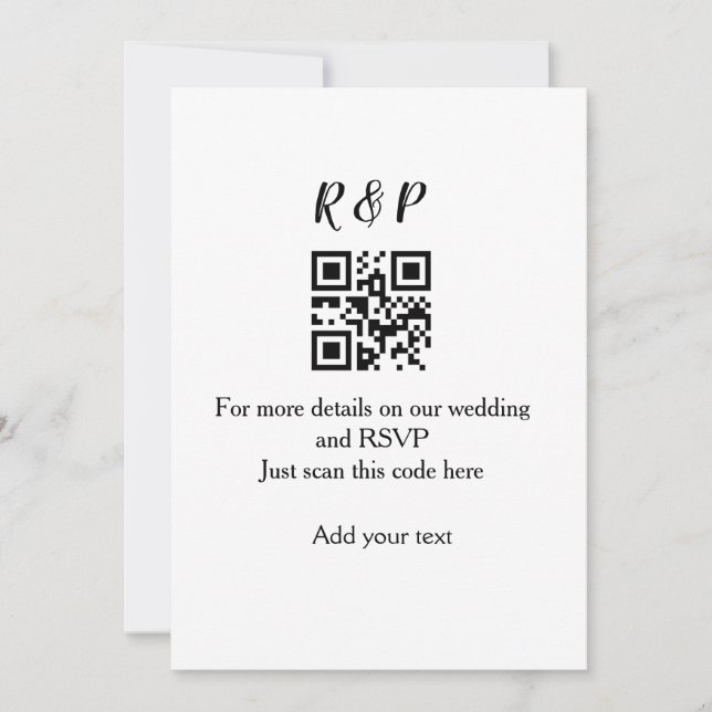 Invitation site web de mariage rsvp q r code ajouter nom text (Devant)