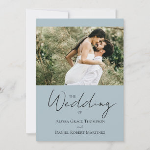 Invitation Site Web de Mariage sur Mesure Dusty blue et Blanc